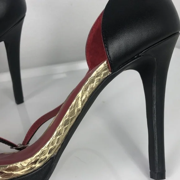 NWOB Shoes of Prey Stiletto Platform Heel Open Toe Ankle Strap Leather Black 10 - Picture 10 of 14